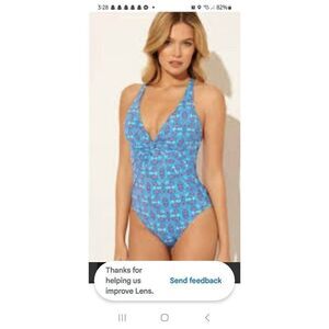 Bleu Rod Beattie St.Tropez Plunge Drape Haulter One-Piece Bathingsuit Women's 14